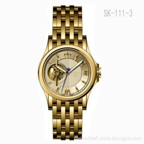 Fashion Men Wrist Watch 316L All Stainless Steel Automatic Skeleton Movement Watch